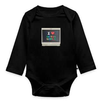 PVM Lover - Retrogames (Beige) - Organic Longsleeve Baby Bodysuit - black - Front