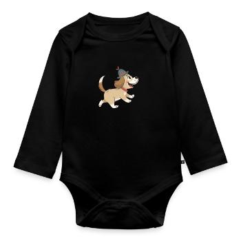 Cute dog - Organic Longsleeve Baby Bodysuit - black - Front