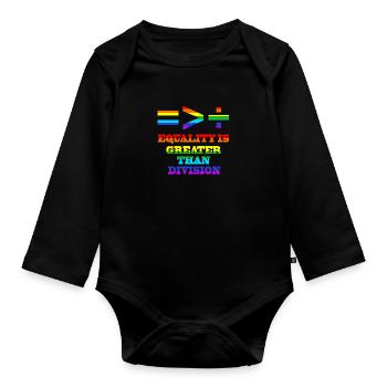 L’égalité est plus grande que la division de la Gay Pride LGBTQ+ - Body Bébé bio manches longues - noir - Devant