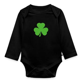 Kleeblatt Shamrock - Organic Longsleeve Baby Bodysuit - black - Front