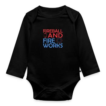 Fireball And Fireworks - Organic Longsleeve Baby Bodysuit - black - Front