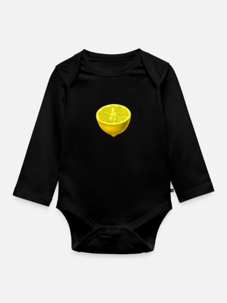 Zitrone - Baby Bio-Langarm-Body - Schwarz