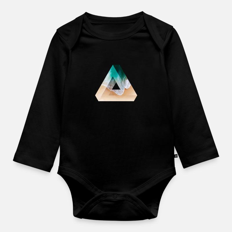 Penrose Triangle Design - Organic Longsleeve Baby Bodysuit - black