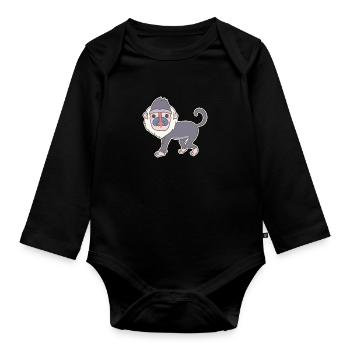 baboon - Organic Longsleeve Baby Bodysuit - black - Front