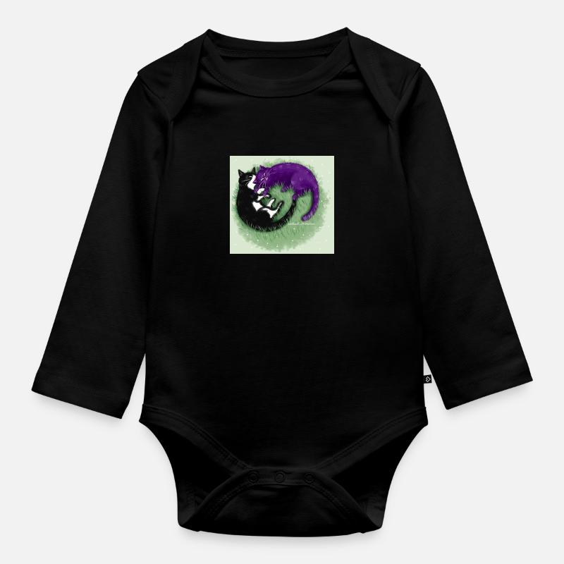 Ying Yang Chats - Body Bébé bio manches longues - noir