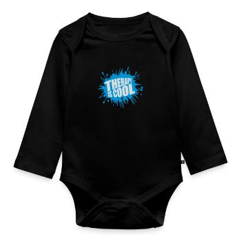 therapy is cool Quote - Organic Longsleeve Baby Bodysuit - black - Front
