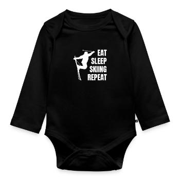 Skifahrer Wintersport Skifahren Ski Weihnachten - Baby Bio-Langarm-Body - Schwarz - Vorne