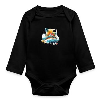 Tropical paradise - Organic Longsleeve Baby Bodysuit - black - Front
