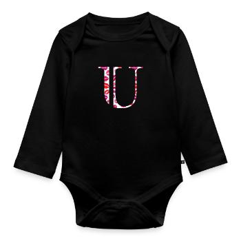 Lettre u bisous - Body Bébé bio manches longues - noir - Devant