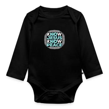 Know Jesus Know Peace No Hate Christian Bible Love - Organic Longsleeve Baby Bodysuit - black - Front