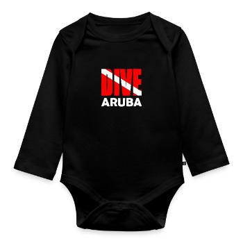 Aruba Dive - Plongeur Down Flag Plongée sous-marine Tauchen - Body Bébé bio manches longues - noir - Devant