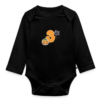 Halloween Birthday Number Child Third Birthday - Organic Longsleeve Baby Bodysuit - black - Front