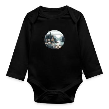 Sunset Cabin - Organic Longsleeve Baby Bodysuit - black - Front