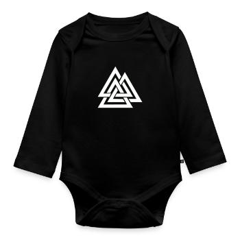 Wotan Viking Symbol - Organic Longsleeve Baby Bodysuit - black - Front