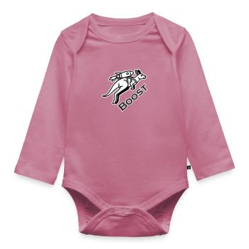 Kangaroo With Jetpack - Boost Design - Organic Longsleeve Baby Bodysuit - mauve - Front