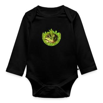 Frog King Prince Tree Frog - Organic Longsleeve Baby Bodysuit - black - Front