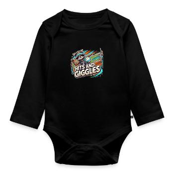 Hits and Giggles Volleyball Player Women Raccoon - Organic Longsleeve Baby Bodysuit - black - Front
