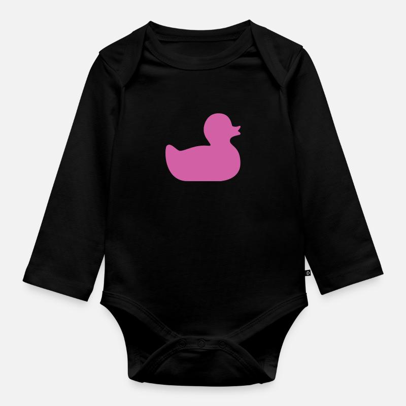 Canard rose / Grinchechen / pink duck - Body Bébé bio manches longues - noir