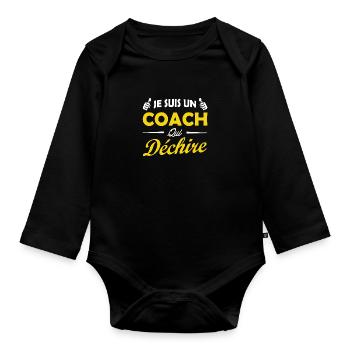 I'm a coach who rips - Organic Longsleeve Baby Bodysuit - black - Front