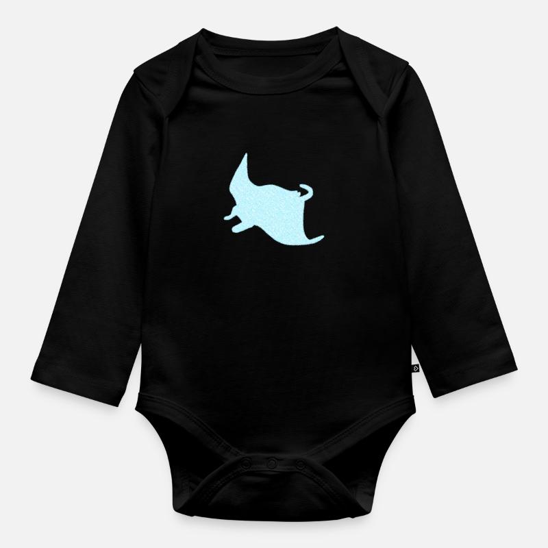 Rays Manta - Organic Longsleeve Baby Bodysuit - black