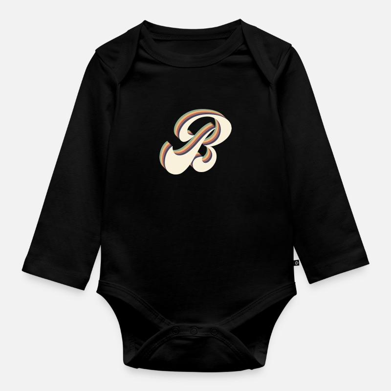 Buchstabe b - Baby Bio-Langarm-Body - Schwarz