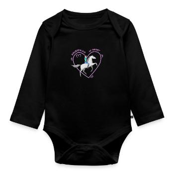 Knappe in der Seele Tochter, Pferd und Herz - Baby Bio-Langarm-Body - Schwarz - Vorne