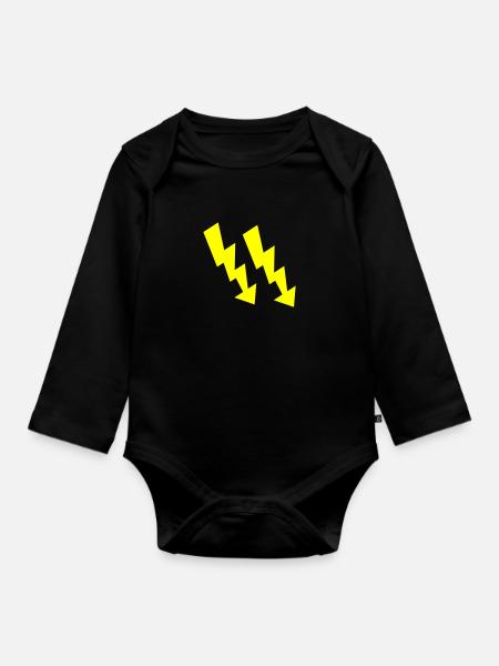 blitze - Baby Bio-Langarm-Body - Schwarz