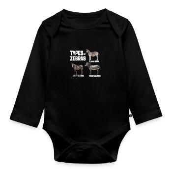 Arten von Zebras, Liste der Zebrarassen Tierliebhaber - Baby Bio-Langarm-Body - Schwarz - Vorne