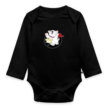 Hund koreanisch - japanischer Stil 06 - Baby Bio-Langarm-Body - Schwarz - Vorne