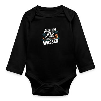 Aus dem Weg, ich muss aufs Wasser - Baby Bio-Langarm-Body - Schwarz - Vorne