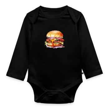 burger - Baby Bio-Langarm-Body - Schwarz - Vorne