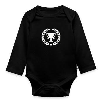 Cup laurel wreath - Organic Longsleeve Baby Bodysuit - black - Front
