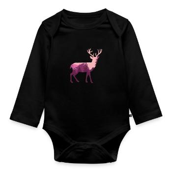 Hirsch Natur - Baby Bio-Langarm-Body - Schwarz - Vorne