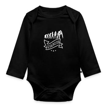 Evolution der Schwinger und Schwingsport Hosenlupf - Baby Bio-Langarm-Body - Schwarz - Vorne