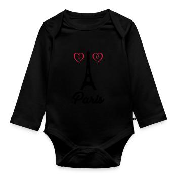 eiffel tower paris - Baby Bio-Langarm-Body - Schwarz - Vorne