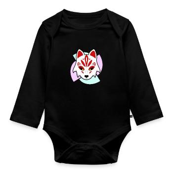 Kitsune Maske - Baby Bio-Langarm-Body - Schwarz - Vorne