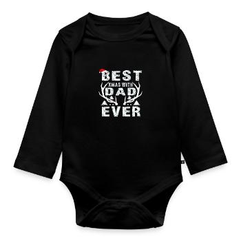 Best Xmas With Dad Ever - Organic Longsleeve Baby Bodysuit - black - Front