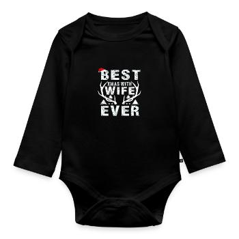 Bestes Weihnachten mit Ehefrau aller Zeiten - Baby Bio-Langarm-Body - Schwarz - Vorne