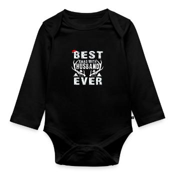 Best Xmas With Husband Ever - Organic Longsleeve Baby Bodysuit - black - Front