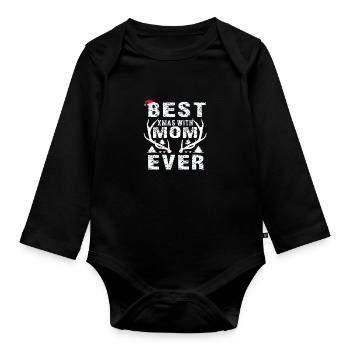 Bestes Weihnachten mit Mama aller Zeiten - Baby Bio-Langarm-Body - Schwarz - Vorne