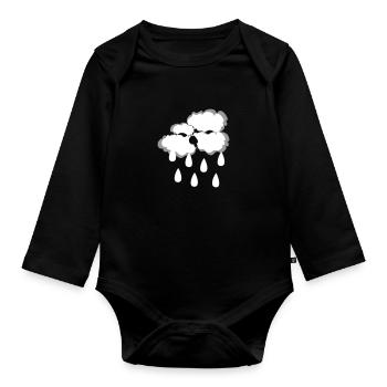 Rain cloud, vector illustration - Organic Longsleeve Baby Bodysuit - black - Front