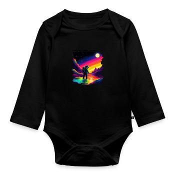 Outer Space Art Aquarelle Dégoulinant Spaceman - Body Bébé bio manches longues - noir - Devant