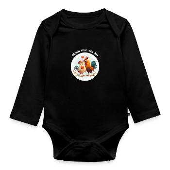 Mach mir ein Ei - Baby Bio-Langarm-Body - Schwarz - Vorne