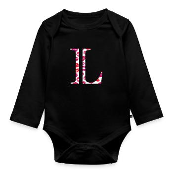 Lettre l bisous - Body Bébé bio manches longues - noir - Devant