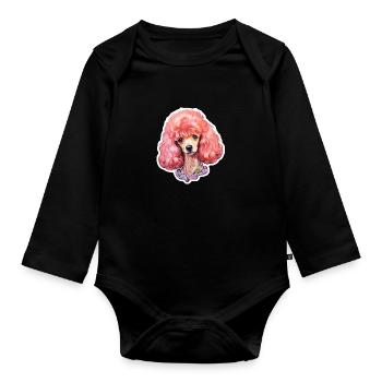 Poodle curly - Organic Longsleeve Baby Bodysuit - black - Front