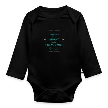 Enfant formidable mais je gère - Body Bébé bio manches longues - noir - Devant