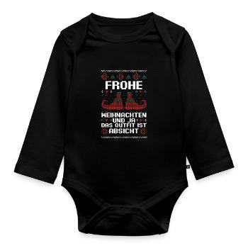 Weihnachtsmann Weihnachtsfest Ugly Christmas - Baby Bio-Langarm-Body - Schwarz - Vorne