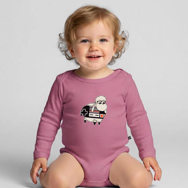 Wolly Sheepling Retro Controller Organic Longsleeve Baby Bodysuit