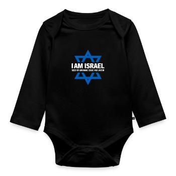 Hebrew Heritage: Israel, Descendants of Abraham - Organic Longsleeve Baby Bodysuit - black - Front