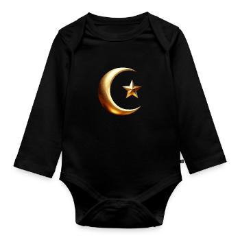 Islam Symbol Gold - Baby Bio-Langarm-Body - Schwarz - Vorne